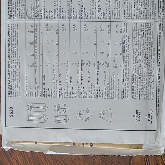 Vintage McCall's Toddler Bottoms Sewing Pattern - Picture 3 of 4